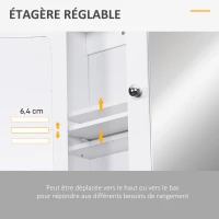 kleankin Armoire Murale étagère Salle de Bain 56L x 13l x 58H cm Double Porte Miroir étagère réglable MDF Gris(m-7)