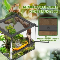 PawHut Glas-Terrarium für Reptilien, erhöhter & wasserdichter Boden, Knopfschloss(m-5)