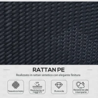 Outsunny Set Mobili Rattan da Esterno 6pz con Cuscini Giardino Nero(m-5)