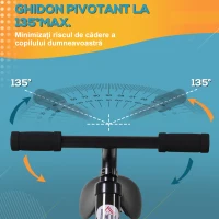 HOMCOM Bicicletă Fără Pedale Copii 2-5 Ani cu Șa Reglabilă, Roți și Pedale Negru(m-6)