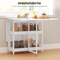 HOMCOM Uitschuifbare Eettafel in Industrieel Ontwerp voor tot 4 Personen, Open Schappen, Flexibel, Metaal, Spaanplaat, Wit(m-5)