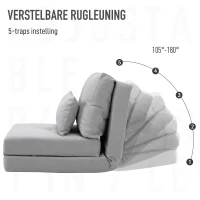HOMCOM Vloersofa Slaapmat, 2-in-1 Ontwerp, Afneembaar Kussen, 60 x 80 x 56 cm, Grijs(m-7)