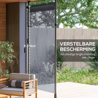 Outsunny Verstelbare Freestanding Zonnescherm zonder Boren - Aluminium Frame - 1,5 x 2,2-3,1 m - Donkergrijs(m-4)