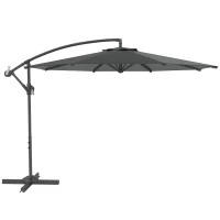 Outsunny Parasol déporté octogonal rabattable diamètre 3 m parasol de jardin avec pied en croix gris foncé(m-10)