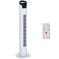 HOMCOM Ventoinha de Coluna 50W com Controlo Remoto 3 Velocidades Ecrã LCD Temporizador 7,5h e Oscilante 70° Ø20x78,5 cm Branco(m-10)