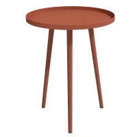 Outsunny Table basse de jardin ronde, table d'appoint extérieur avec bord rond en acier, dim. Ø40 x 50H cm rouge(m-10)