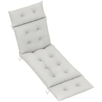 Outsunny Coussin bain de soleil épais coussin chaise longue 190 x 56 x 10 cm, UPF20+, matelas transat six attaches, gris clair(m-10)
