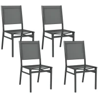 Outsunny Lot de 4 chaises de jardin en aluminium et revêtement maille textilène pour salle à manger extérieur(m-10)