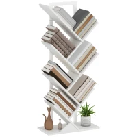 HOMCOM Estantería en Forma de Árbol con 7 Estantes y Sistema Antivuelco para Salón Dormitorio 50x24x109 cm Blanco(m-9)
