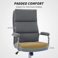 HOMCOM Executive Office Chair, Linen Fabric Computer Desk Chair with Double-Layer Back Cushion, Tilt Function, Height Adjustable for Home, Charcoal Grey(m-7)