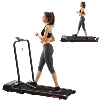 HOMCOM Foldable Walking Treadmill, with LED Display and Wheels, for Home, Office, Fitness Studio, Orange(m-10)