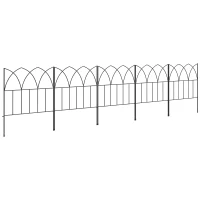 Outsunny Set de 5 Vallas Decorativas para Jardín de Metal 205x45,5 cm Combinación Libre Barrera para Animales Negro(m-10)