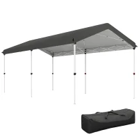 Outsunny Gazebo Pieghevole Pop Up 6x3 m, UPF50+ con Altezza Regolabile e Borsa di Trasporto, Grigio Scuro(m-1)