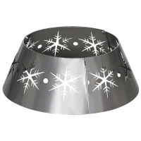 HOMCOM Christmas Tree Collar, 66cm Christmas Tree Base Cover with Hollow Snowflake Patterns, Xmas Decoration for Party, Holiday, Home, Silver(m-1)
