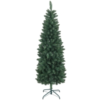 HOMCOM Árbol de Navidad Tipo Lápiz 183 cm con Base Plegable y 479 Ramas para Dormitorio Oficina Verde