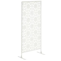 Outsunny Biombo de 3 Peças Separador de Ambiente com Desenho em Flocos de Neve Biombo para Exterior  92x45x198 cm Branco(m-10)