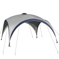 Outsunny Tonnelle barnum Tonnelle de Camping Tonnelle jardin en dôme dim. 4L x 4l x 2,5H m métal époxy polyester haute densité 190T Tente Imperméable Moustiquaires Pavillon Jardin gris(m-1)