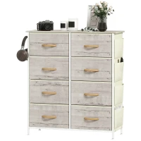 HOMCOM Chest of Eight Fabric Drawers - Natural Wood Finish(m-11)