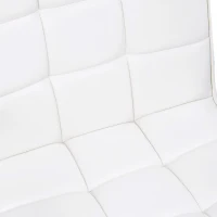 HOMCOM Sedia da Ufficio in pelle PU Bianca con 5 Ruote Girevoli, Imbottitura e Altezza Regolabile, 52.5x54x84-99cm(m-7)