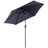 Outsunny Parasol droit parasol inclinable de jardin balcon terrasse manivelle toile polyester imperméabilisée haute densité 180 g/m² Ø2,6 x 2,35H m aluminium gris(m-1)