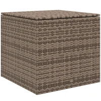 Outsunny Baú de Armazenamento de Vime Sintético 75x75x70 cm Baú de Exterior com Haste de Ar e Estrutura de Aço Carga 50 kg Cáqui(m-10)