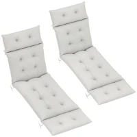 Outsunny Lot de 2 coussins de chaise longue coussin bain de soleil épais, confortable - 6 attaches, 190 x 56 x 10 cm, gris clair(m-10)