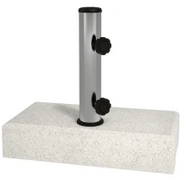 Outsunny Base per Ombrellone da Giardino 25kg per Pali da Ø32mm, Ø38mm e Ø48mm, in Granito e Acciaio Inox, 45x22.5x40 cm, Grigia(m-1)