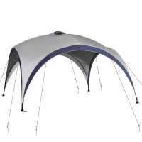 Outsunny Tonnelle barnum Tonnelle de Camping Tonnelle jardin en dôme dim. 4L x 4l x 2,5H m métal époxy polyester haute densité 190T Tente Imperméable Moustiquaires Pavillon Jardin gris(m-11)