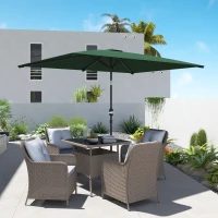 Outsunny Umbrelă dreptunghiulară pliabilă și reglabilă 2x3 m cu manivelă, din aluminiu și poliester, verde și negru(m-2)