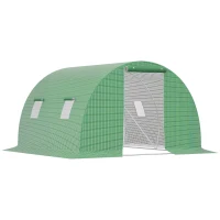 Outsunny Serra a Tunnel da Esterno 3x3x2m con Copertura in PE, Porta con Cerniera e 4 Finestre, Verde(m-1)