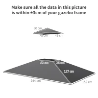 Outsunny Grill Gazebo Replacement Canopy Roof for 1.5 x 2.4m Frame, UPF50+ Protection, Double Tiered 5' x 8' Outdoor BBQ Gazebo Cover Replacement, TOP COVER ONLY, Dark Grey(m-2)