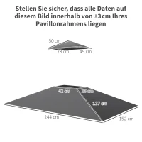 Outsunny Ersatzplane für Gartenpavillon, Grillpavillon-Ersatzdach für 152 x 244 cm Gestelle, UPF50+ Schutz, Polyester, Dunkelgrau(m-2)