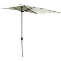 Outsunny Balcony Half Parasol Semi Round Umbrella Patio Crank Handle (2.3 m, Beige)- NO BASE INCLUDED(m-1)