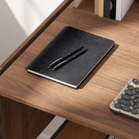 HOMCOM Bureau pliant table d'ordinateur 2 rabats pliables pour 2 écrans, pour chambre, petits espaces, 170 x 58 x 78 cm noyer(m-9)