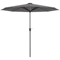 Outsunny 2.65m Garden Parasol, with LED Lights - Dark Grey(m-10)