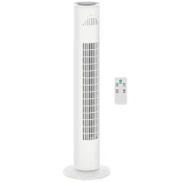 HOMCOM Turmventilator, Standventilator mit 3 Belüftungsstufen, Fernbedienung, 45W Ventilator mit 10H Timer, LCD-Anzeige, 70° Oszillation, für Schlafzimmer, Weiß(m-1)