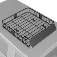 HOMCOM Universal Roof Rack Basket Tray, 90.7 kg Steel Car Rooftop Luggage Cargo Carrier Holder with Wind Fairing, Side Rails for SUVs, Pickups, Sedans, Off-Road Vehicles, 110.5 x 99.5 x 18.5 cm, Black(m-10)