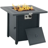 Outsunny 71 x 71cm 40000 BTU Gas Firepit Table - Black/Dark Grey(m-10)