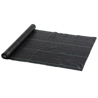 Outsunny Plasă pentru Mulcire Permeabilă și Anti-UV din Polipropilena, pentru Grădină și Curte, 100x1 m, Negru(m-11)