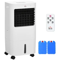 HOMCOM Enfriador de Aire Portátil Silencioso Aire Acondicionado con Pantalla LED y Control Remoto 32x37x74 cm Blanco(m-1)