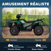 HOMCOM Quad électrique enfant 12V, voiture électrique enfants, double moteur, phares et musique, 88x45x50cm, vert(m-5)