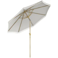 Outsunny Parasol de jardin inclinable parasol avec manivelle à franges style bohème 8 baleines Ø 265 x 244 cm blanc(m-11)