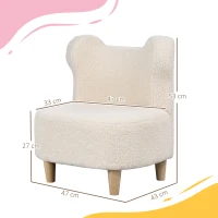 AIYAPLAY Sillón Infantil Sillón de Peluche con Orejas de Oso Cubierta de Felpa Espuma Beige(m-3)