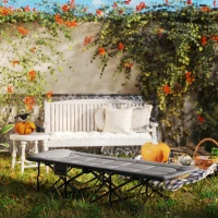 Outsunny Cama Dobrável de Campismo Praia com Apoio de Cabeça e Bolso Lateral Suporta até 150 kg 187x67x37 cm  Cinzento(m-9)