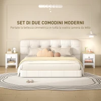 HOMCOM Set 2 Comodini con Cassetto e Ripiano Aperto in Legno, 45x40x55 cm, Bianco e Rovere(m-4)