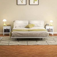 HOMCOM Set 2 Comodini con Cassetto e Ripiano Aperto in Legno, 45x40x55 cm, Bianco e Rovere(m-7)