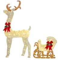 Outsunny 170 LED Light Reindeer and Sleigh Christmas Decoration(m-1)