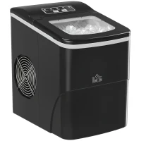 HOMCOM Macchina del Ghiaccio per Casa Autopulente Professionale 2L, 9 Cubetti in 8 Minuti, Fabbricatore Ghiaccio 90W Nero 21.2x29.5x32.6cm(m-1)