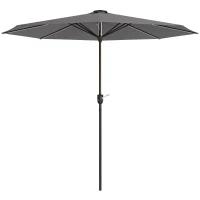Outsunny 2.65m Garden Parasol, with LED Lights - Dark Grey(m-1)
