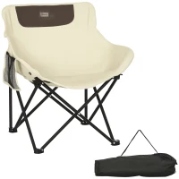 Outsunny Chaise de camping pliable avec sac de transport et pochette latérale compact ultra légère beige(m-1)